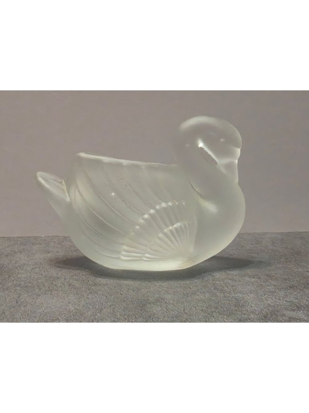 Vintage Frosted Satin Glass Swan Trinket Dish Toothpick Holder Votive Taiwan 4"
